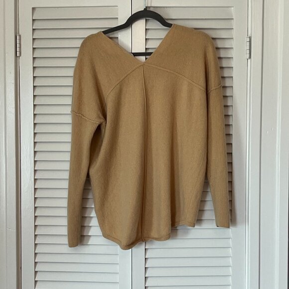 Soft Surroundings cashmere sweater caramel tan yellow v-neck dolman pullover XS - Picture 6 of 8